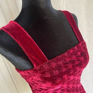 VTG Moda International Velvet Crop Cami Tank Burgundy Smocked Y2K Whimsigoth S M